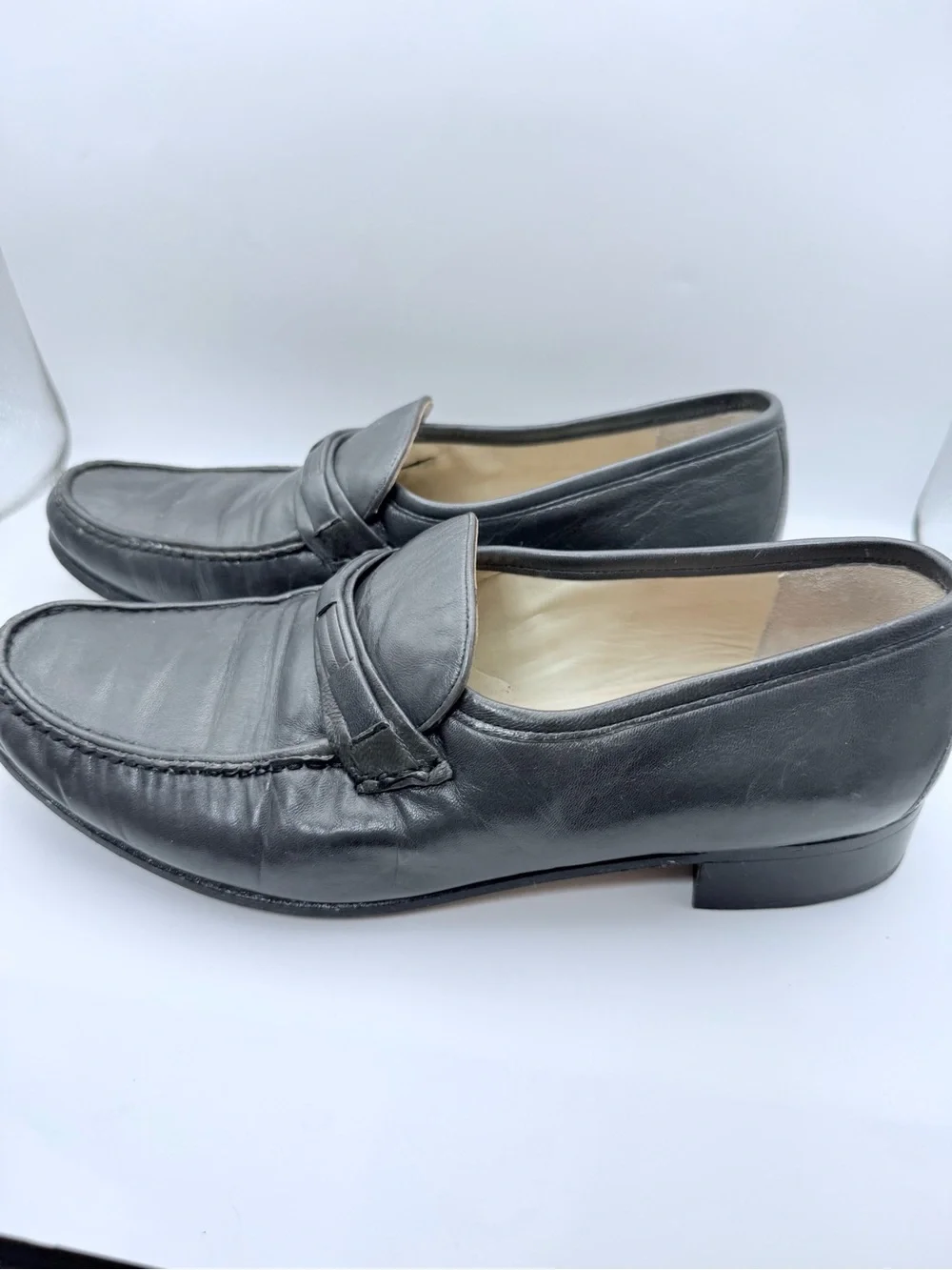 Bally Adriano Mens Gray Leather Loafers Slip On Dress Shoes Size 8.5 M Italy